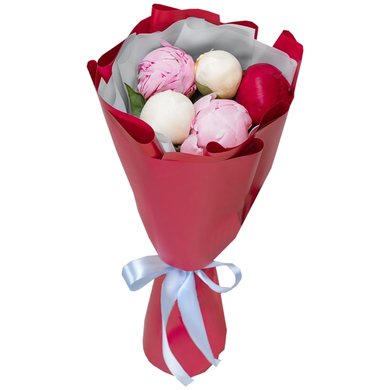 Букет из 5 пионов микс